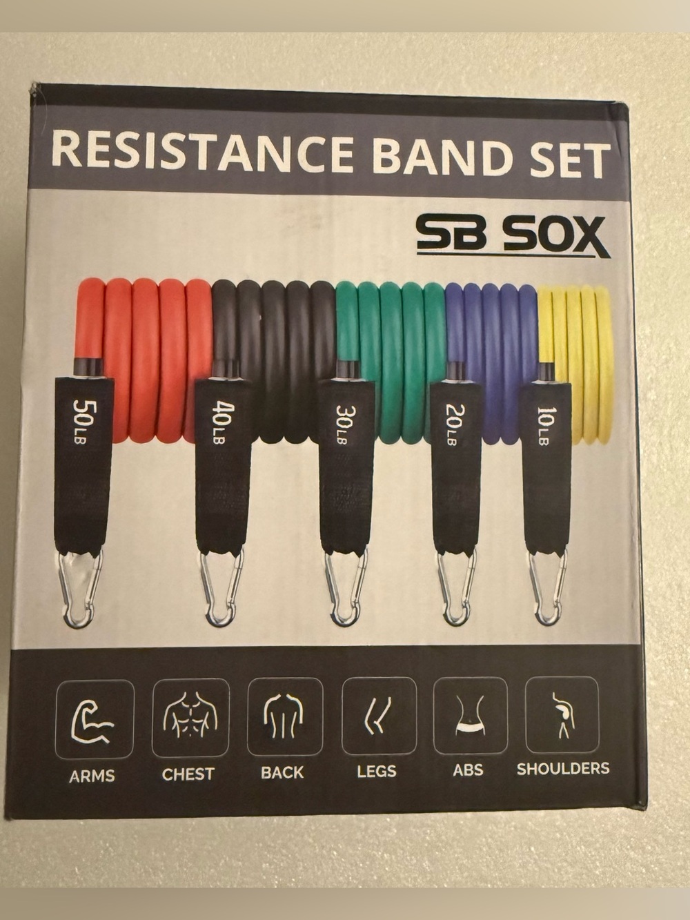 SB SOX 5-Level Exercise Resistance Band Set Home Gym Workout NIB Sealed